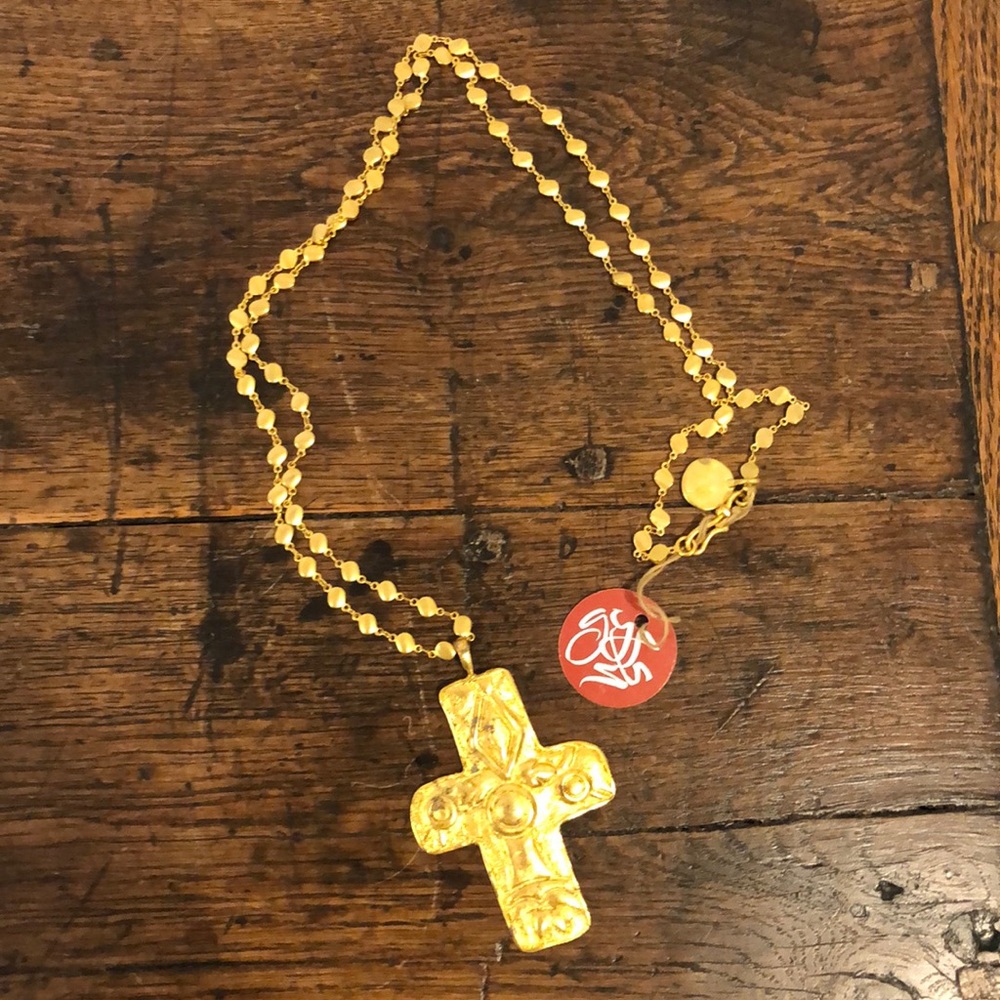 Gold oversized cross necklace